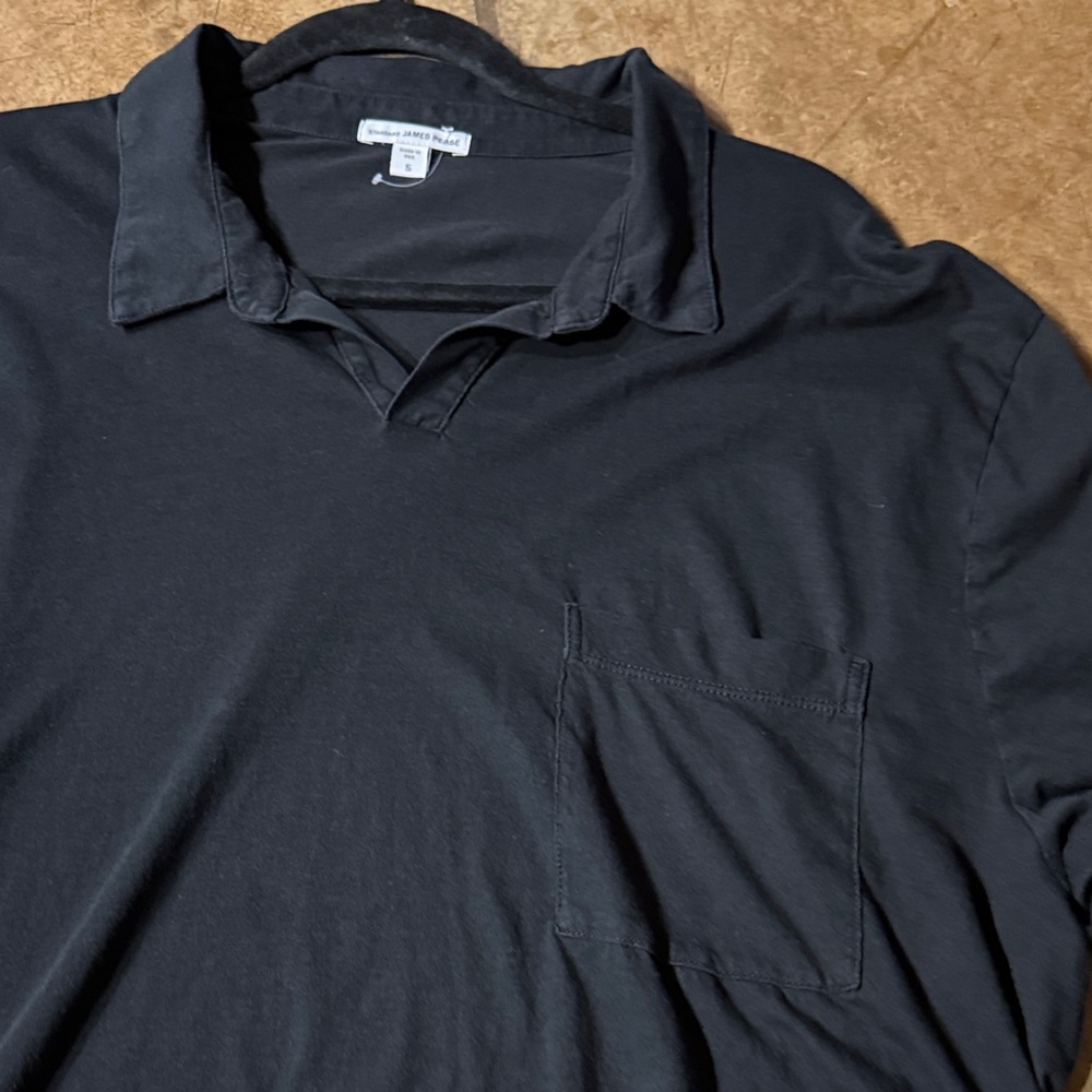 James Perse black Long Sleeve collared slub cotton Shirt size 5 - Picture 7 of 10